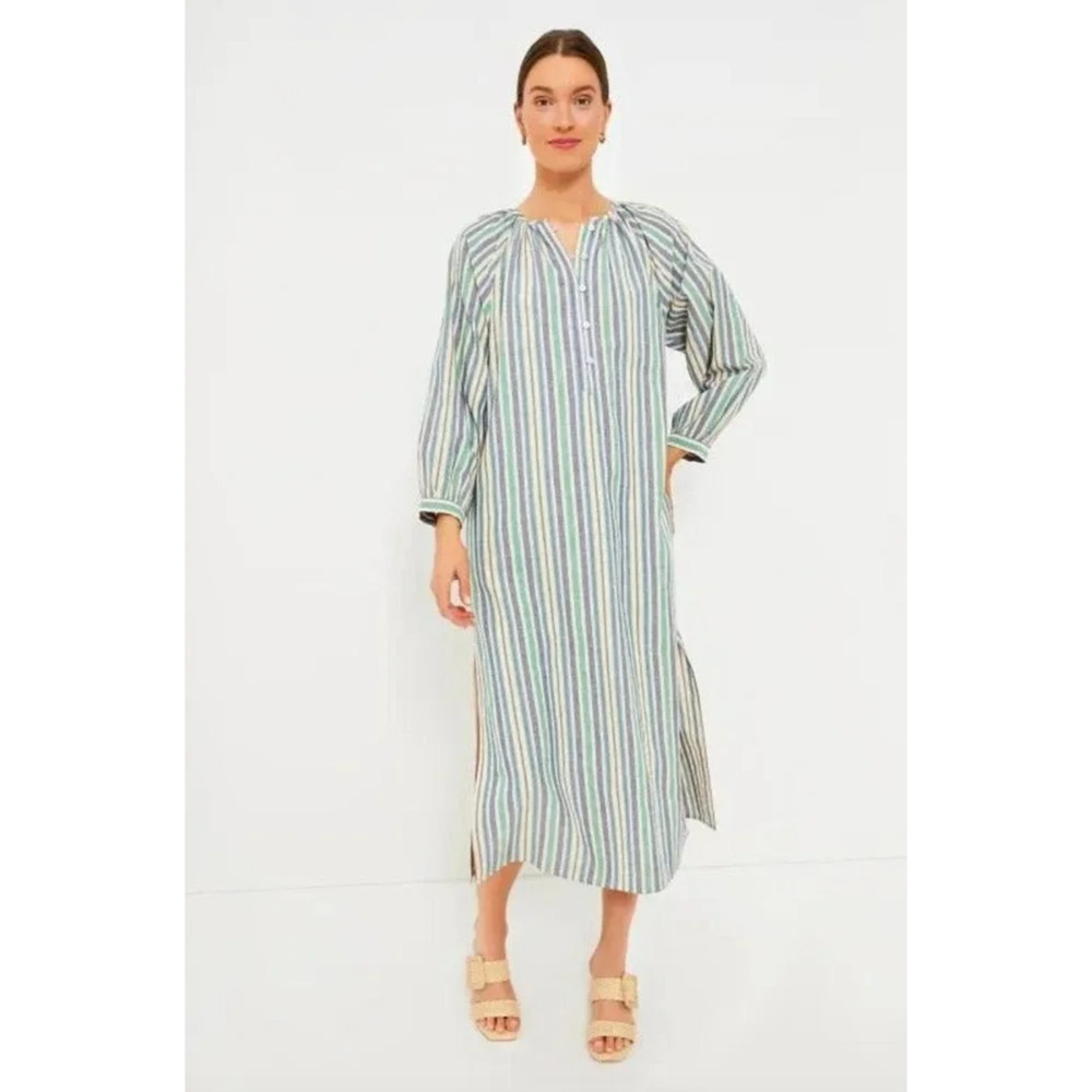 Tuckernuck Pomander Place Multicolor Striped Heidi Kaftan Maxi Dress L NWT - Picture 2 of 4